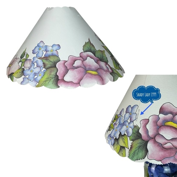 Vintage Mason Jar Lamp Hydrangea Floral Hand Crafted  21” with  Lamp Shade 1999 - Picture 3 of 16